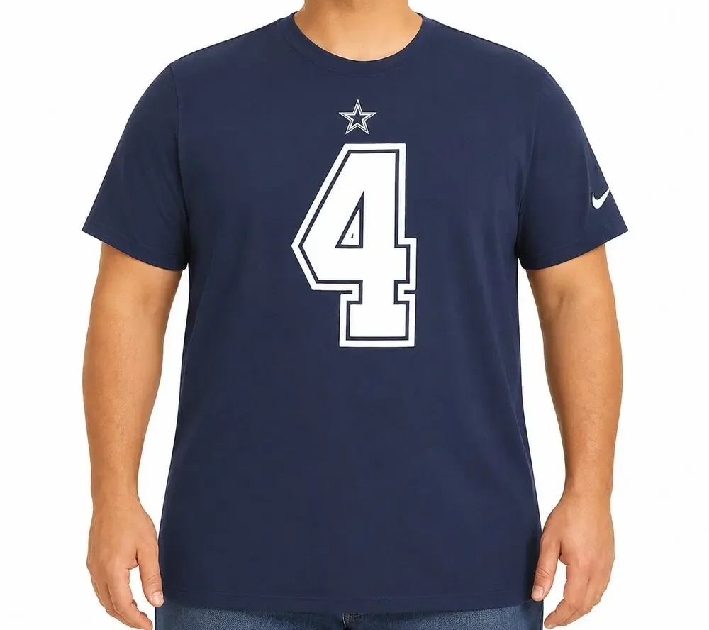 Nike Dallas Cowboys Dak Prescott #4 Shirt Mens 2XL Blue 100% Cotton Short Sleeve
